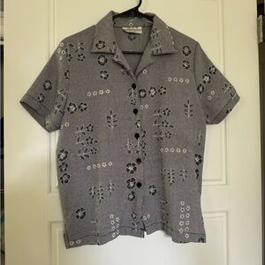 Floral Gingham Button Up VTG